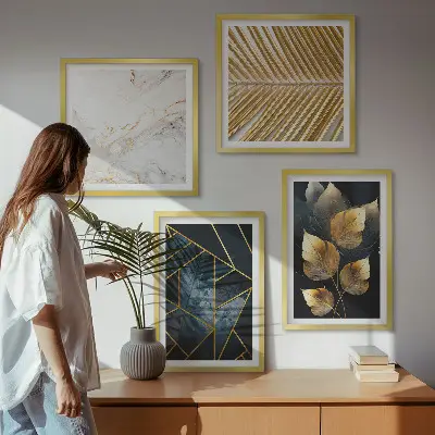 Moderne plantenpatronen set van posters met lijst