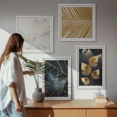 Moderne plantenpatronen set van posters met lijst