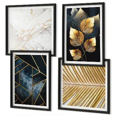 Moderne plantenpatronen set van posters met lijst