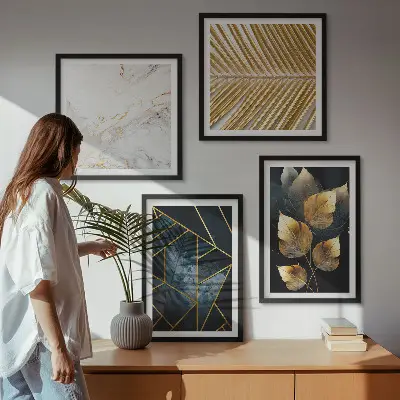 Moderne plantenpatronen set van posters met lijst