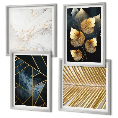 Moderne plantenpatronen set van posters met lijst