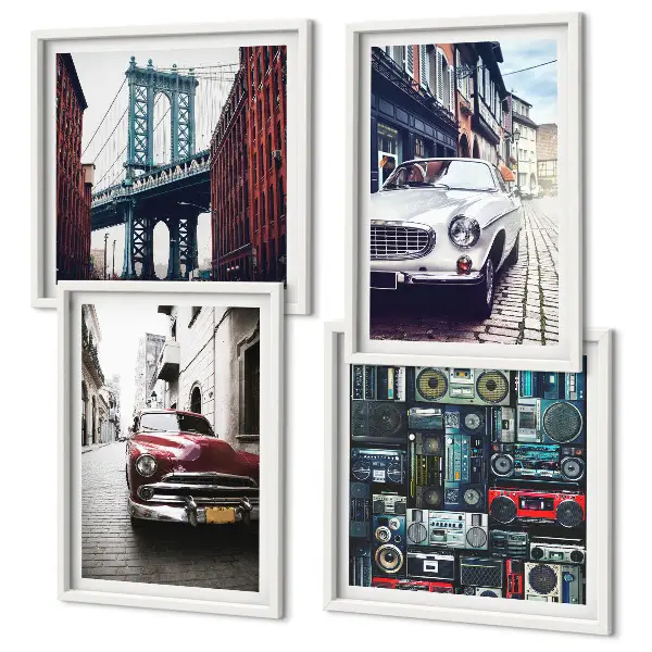 Meerluik in lijst retro afbeelding van oude auto's in Brooklyn