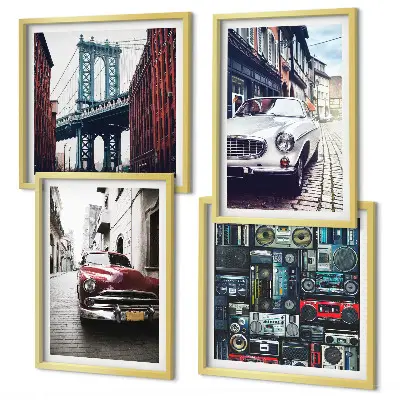 Meerluik in lijst retro afbeelding van oude auto's in Brooklyn