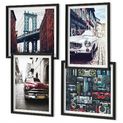Meerluik in lijst retro afbeelding van oude auto's in Brooklyn