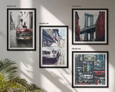 Meerluik in lijst retro afbeelding van oude auto's in Brooklyn