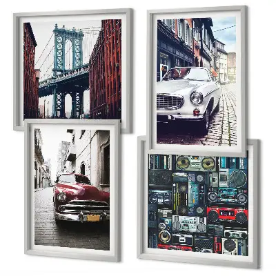 Meerluik in lijst retro afbeelding van oude auto's in Brooklyn