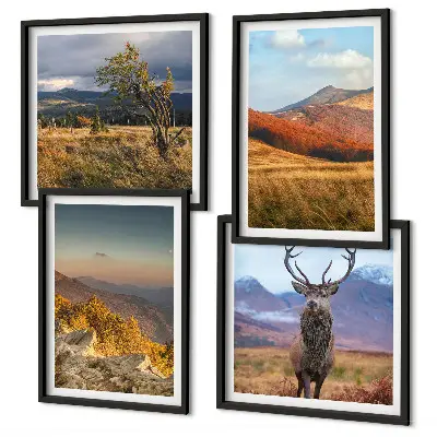 Berglandschappen met hertengras meerluik in lijst