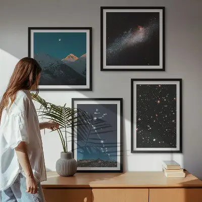 Kosmische landschappen van het Vissengebergte meerluik in lijst