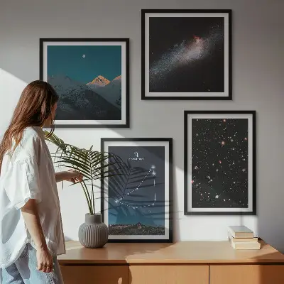 Poster van sterrenbeeld Steenbok in het sterrenstelsel set met lijst