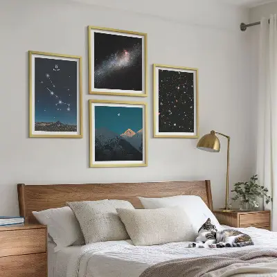 Kosmische sterrenlandschappen meerluik in lijst
