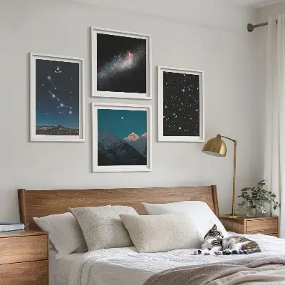 Kosmische sterrenlandschappen meerluik in lijst