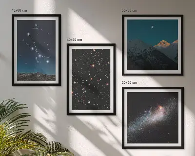 Kosmische sterrenlandschappen meerluik in lijst