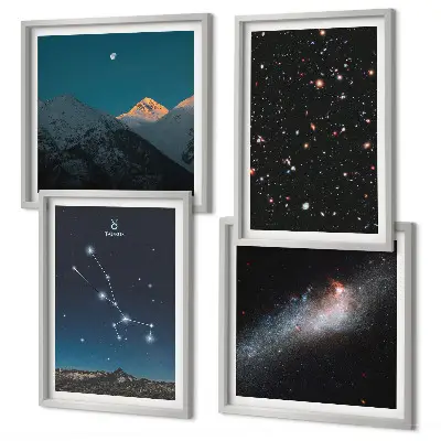 Kosmische sterrenlandschappen meerluik in lijst