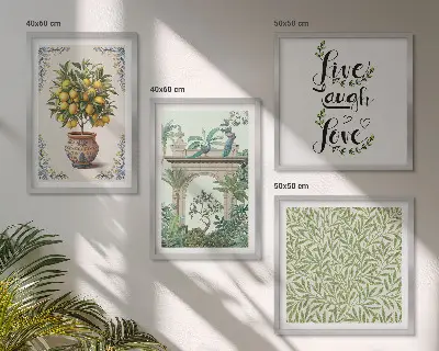Groene bladeren exotische planten meerluik in lijst