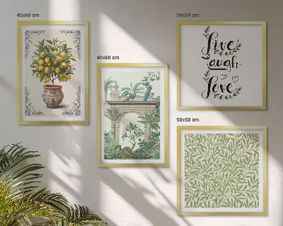 Groene bladeren exotische planten meerluik in lijst
