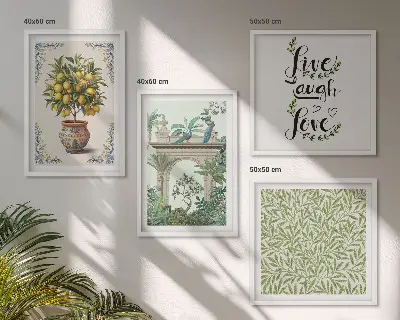 Groene bladeren exotische planten meerluik in lijst