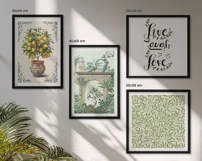 Groene bladeren exotische planten meerluik in lijst