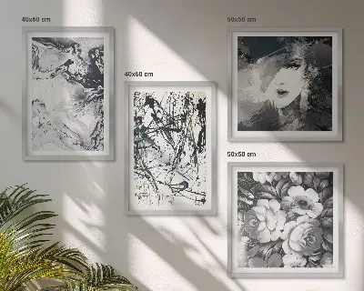 Abstracte zwart-witte patronen meerluik in lijst