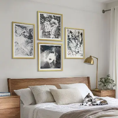 Abstracte zwart-witte patronen meerluik in lijst