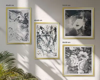 Abstracte zwart-witte patronen meerluik in lijst
