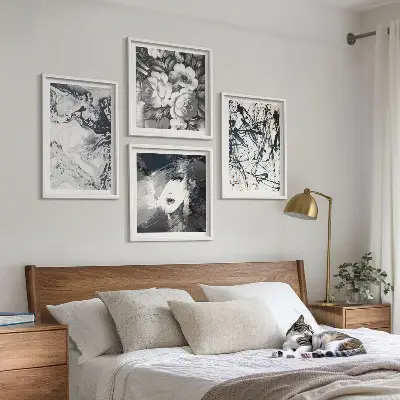 Abstracte zwart-witte patronen meerluik in lijst