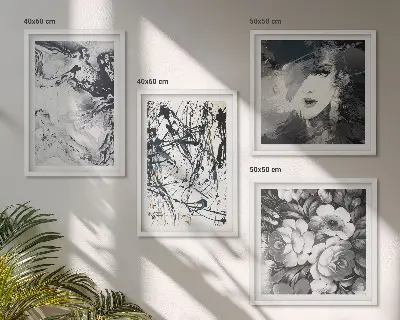 Abstracte zwart-witte patronen meerluik in lijst