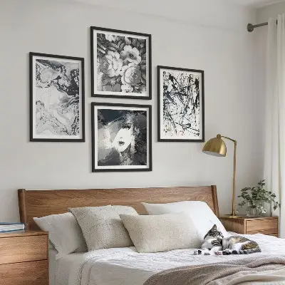 Abstracte zwart-witte patronen meerluik in lijst