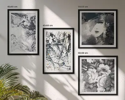 Abstracte zwart-witte patronen meerluik in lijst