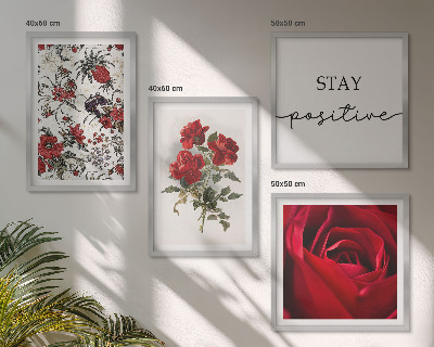 Set van posters met lijst Inscriptie met rode rozen