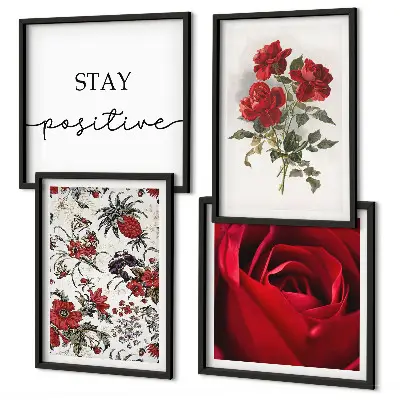 Set van posters met lijst Inscriptie met rode rozen