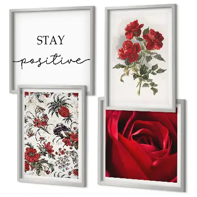 Set van posters met lijst Inscriptie met rode rozen