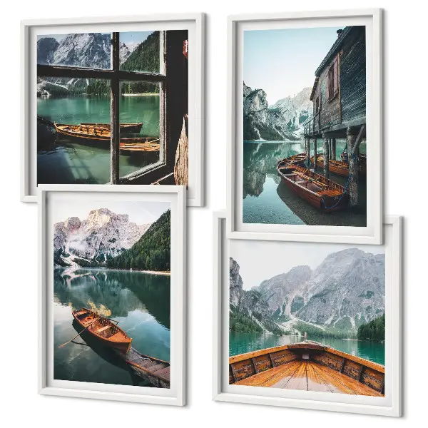 Poster met lijst Huis aan het bergmeer bij Łódź set van posters