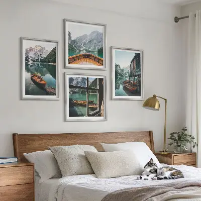 Poster met lijst Huis aan het bergmeer bij Łódź set van posters