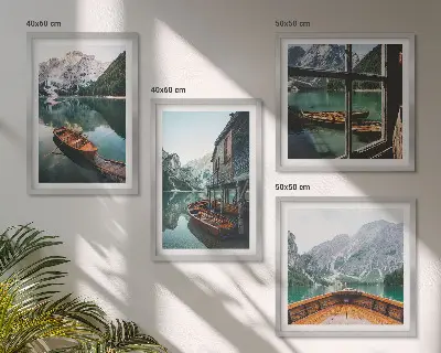 Poster met lijst Huis aan het bergmeer bij Łódź set van posters