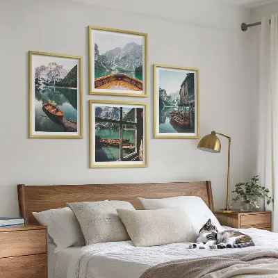 Poster met lijst Huis aan het bergmeer bij Łódź set van posters