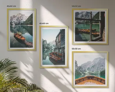Poster met lijst Huis aan het bergmeer bij Łódź set van posters