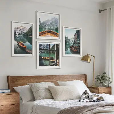 Poster met lijst Huis aan het bergmeer bij Łódź set van posters