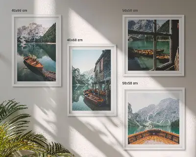Poster met lijst Huis aan het bergmeer bij Łódź set van posters