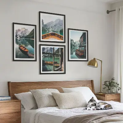 Poster met lijst Huis aan het bergmeer bij Łódź set van posters