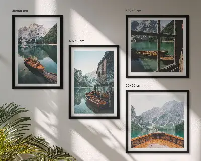 Poster met lijst Huis aan het bergmeer bij Łódź set van posters