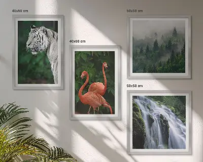 Tijgerwaterval en flamingo's natuur meerluik in lijst