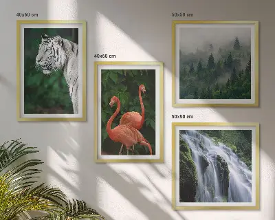 Tijgerwaterval en flamingo's natuur meerluik in lijst