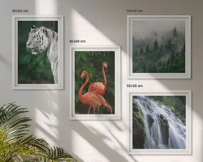 Tijgerwaterval en flamingo's natuur meerluik in lijst