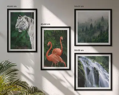 Tijgerwaterval en flamingo's natuur meerluik in lijst
