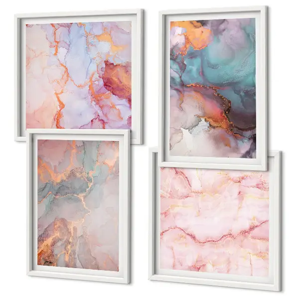Abstracte pastelpatronen posters set met lijst