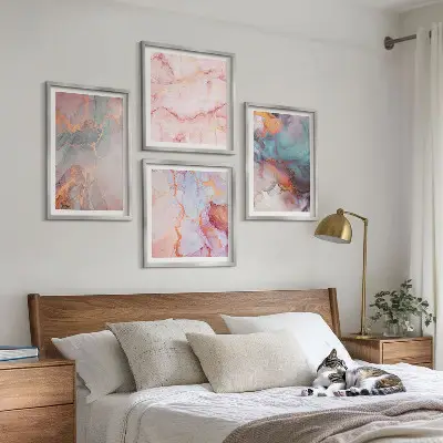 Abstracte pastelpatronen posters set met lijst