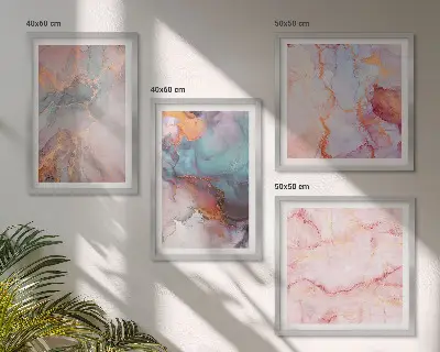 Abstracte pastelpatronen posters set met lijst