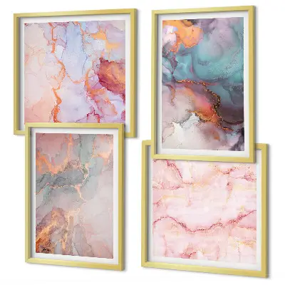 Abstracte pastelpatronen posters set met lijst
