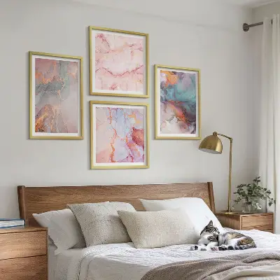Abstracte pastelpatronen posters set met lijst