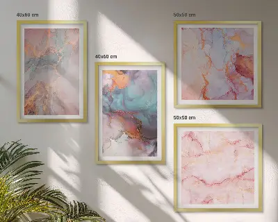 Abstracte pastelpatronen posters set met lijst